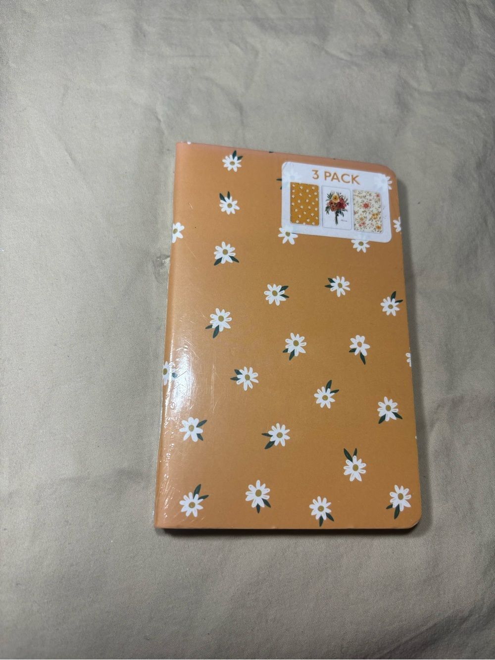 New Orange Daisy Notebook - 3 Pack Floral Diary Journal